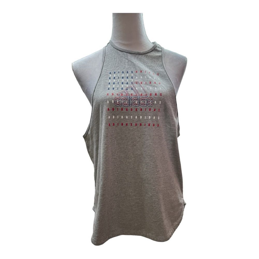 Adidas Gray Sleeveless‎ Tank Top Athletic Workout Logo
